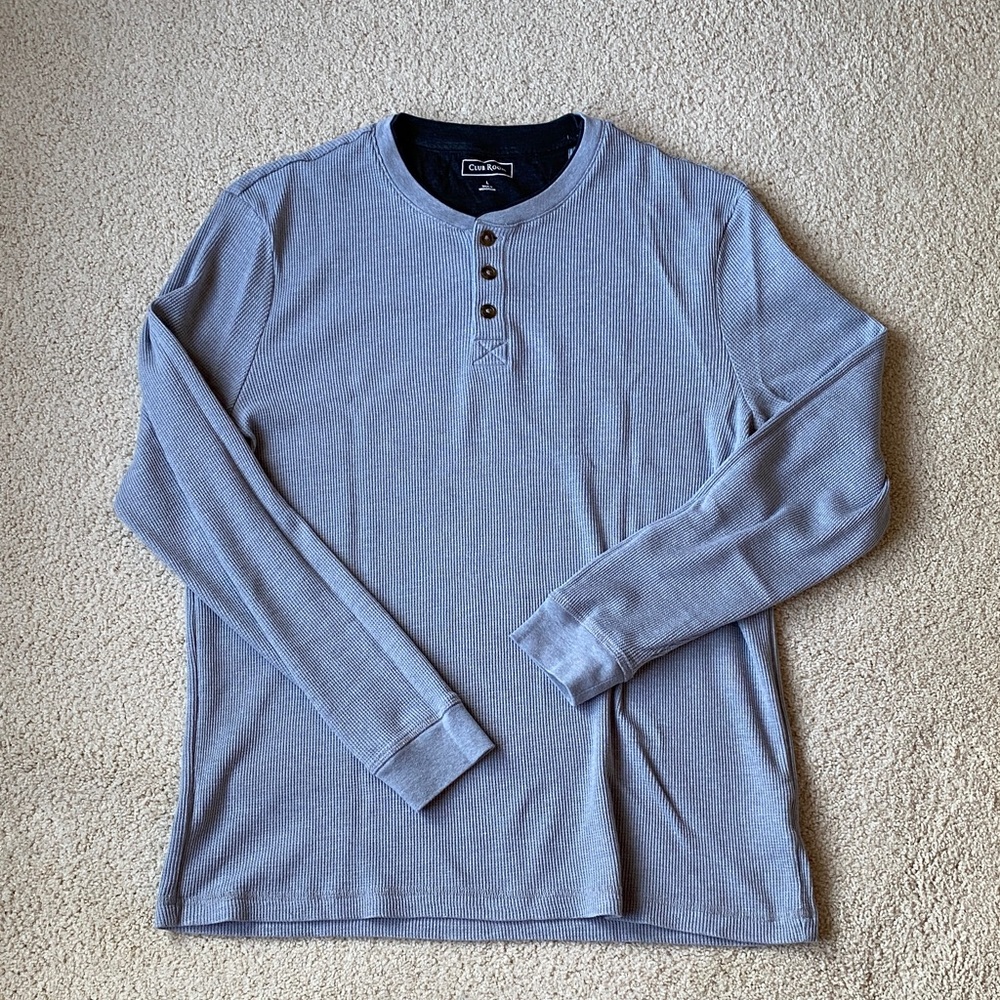 Club Room Blue Long Sleeve Henley